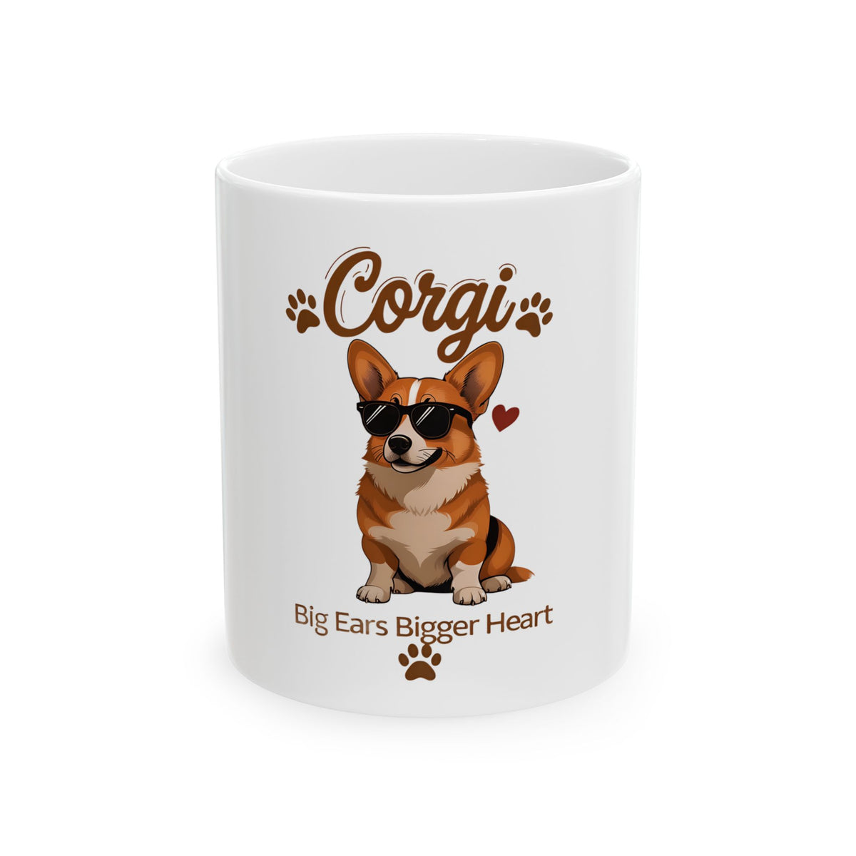 Corgi with Sunglasses Mug | Big Ears Bigger Heart Ceramic Mug