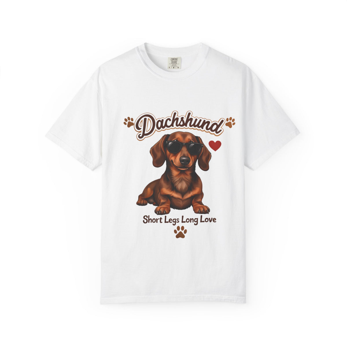 Dachshund Illustration Short Legs Long Love T-Shirt | Cute Dog Paw Design