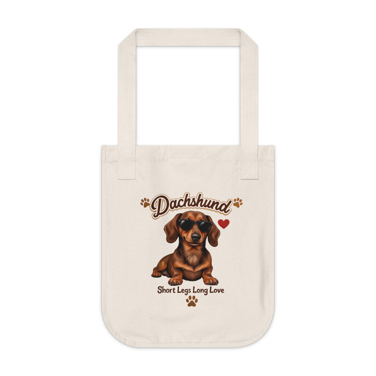 Dachshund Illustration Tote Bag | Short Legs Long Love, Dog Paw Artwork