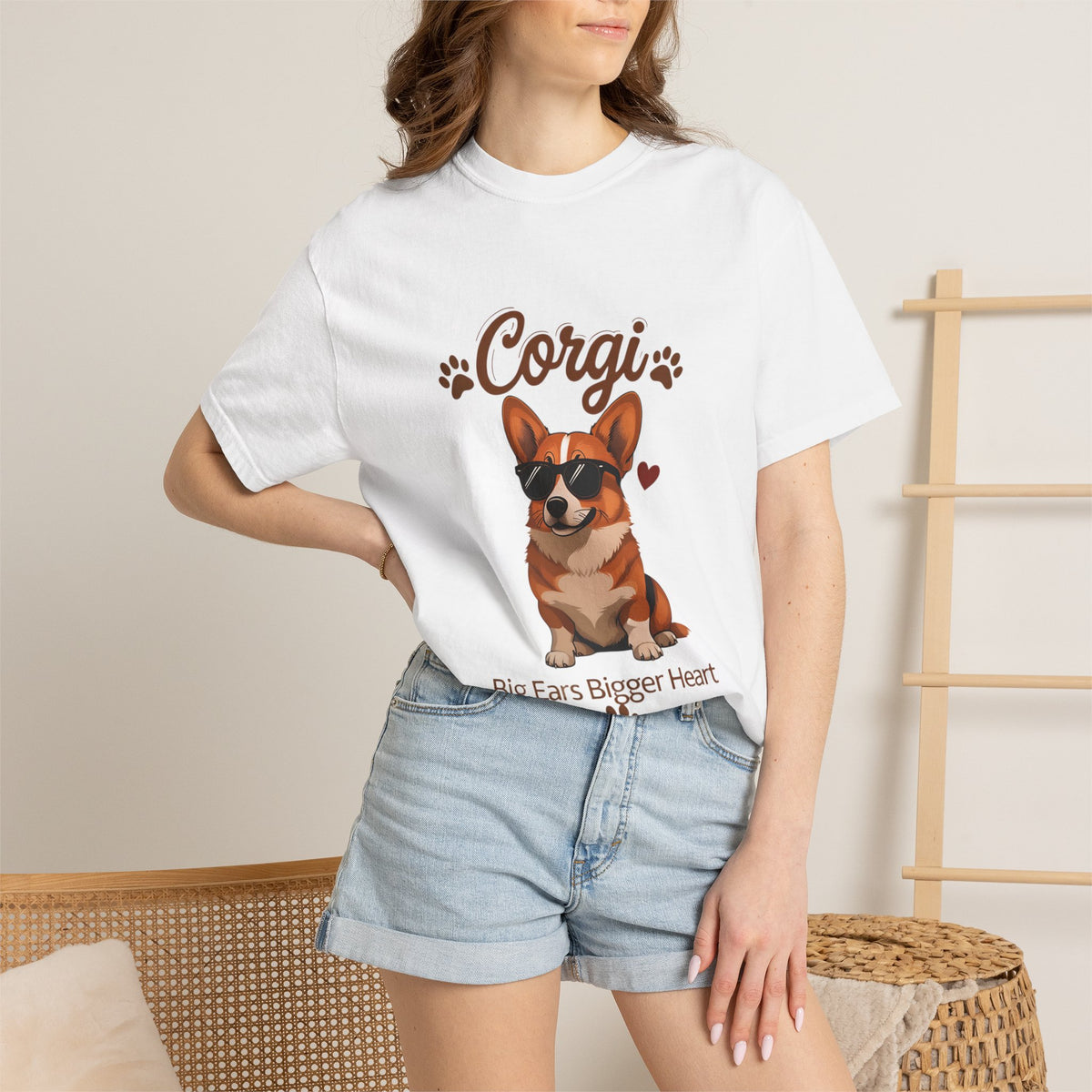Corgi with Sunglasses T-Shirt | Big Ears Bigger Heart graphic tee