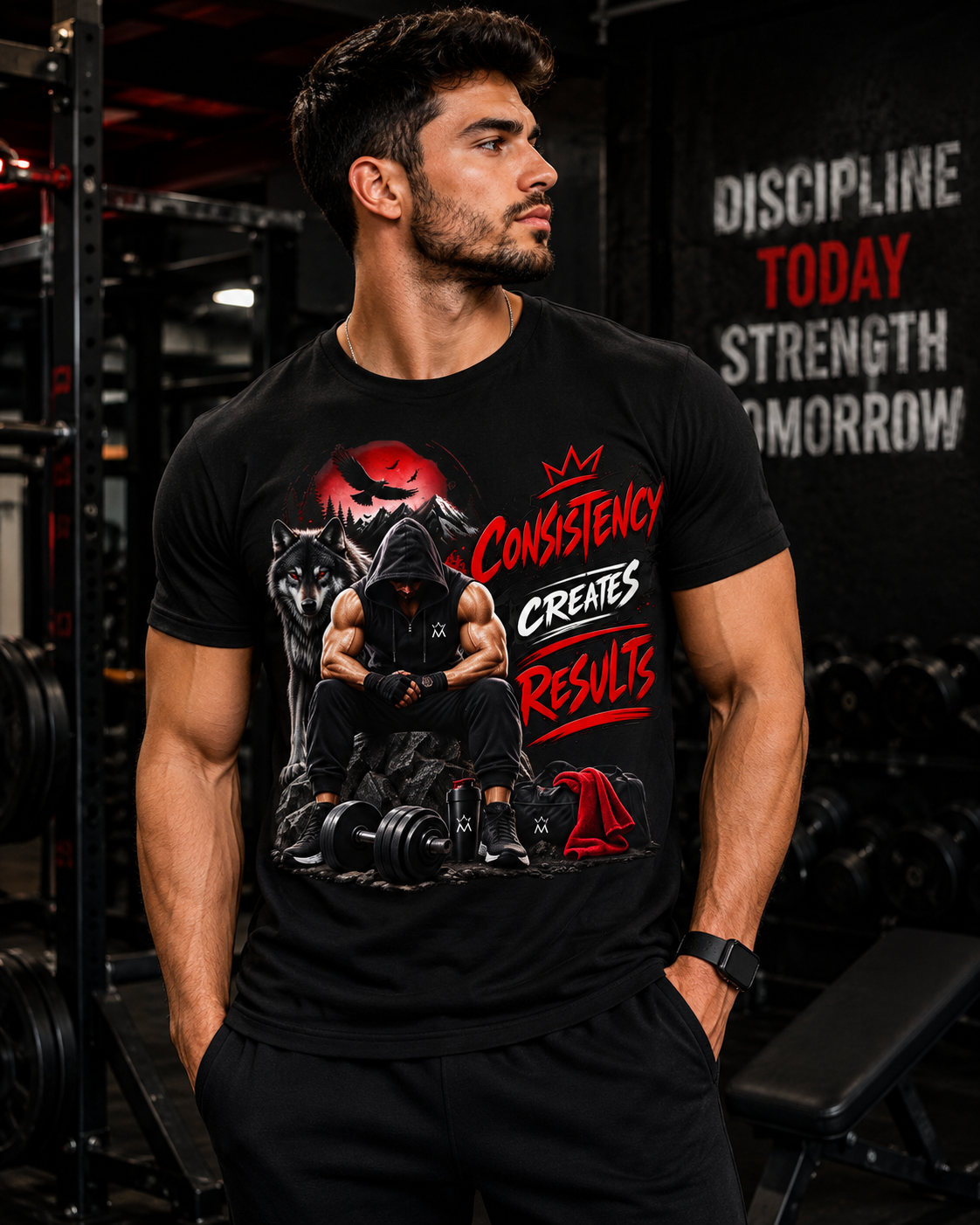 Motivational Gym T-Shirt — "Consistency Creates Results" Workout Tee