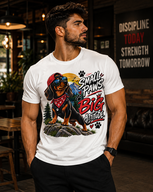 Small Paws Big Attitude Dachshund Tee