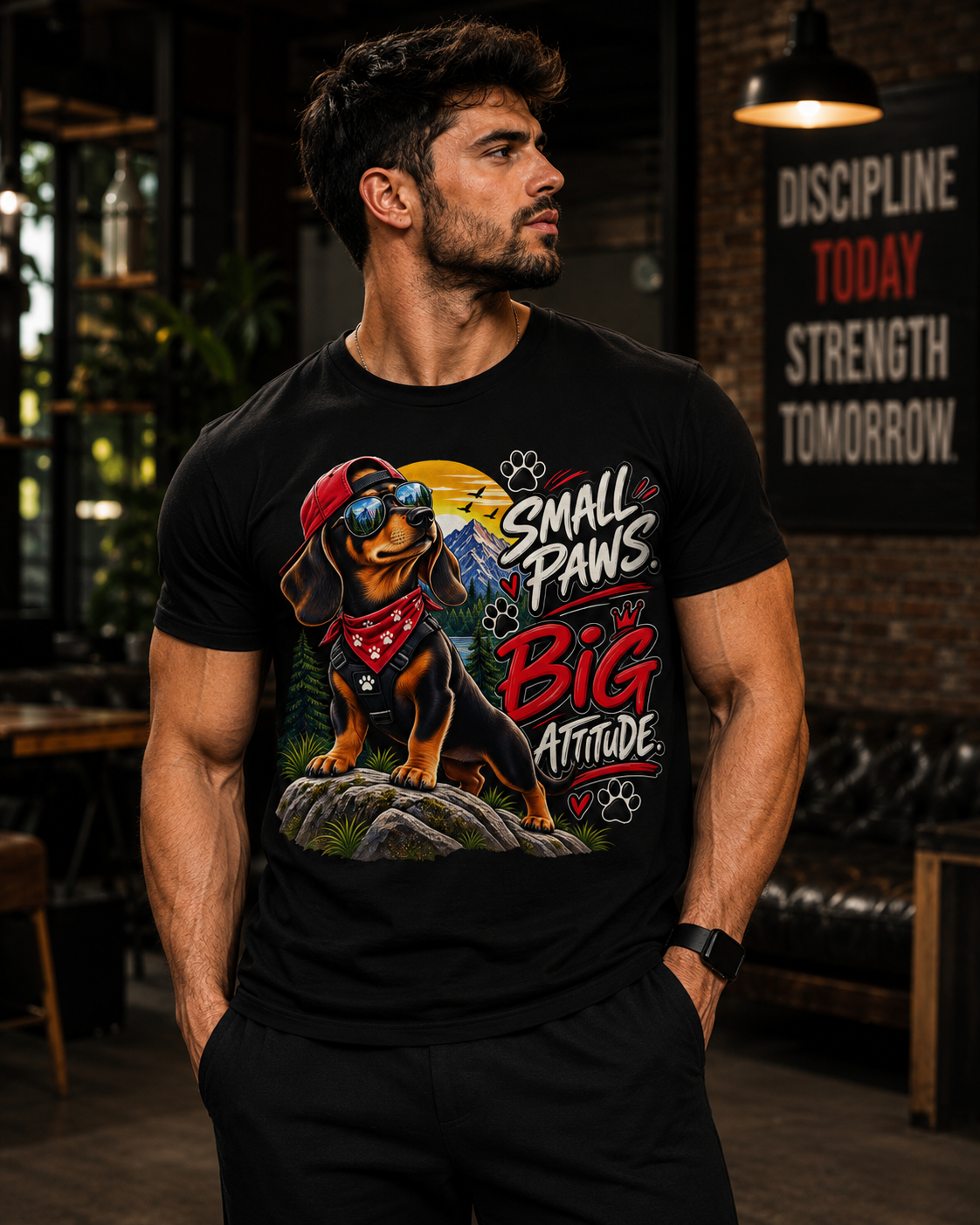 Small Paws Big Attitude Dachshund Tee