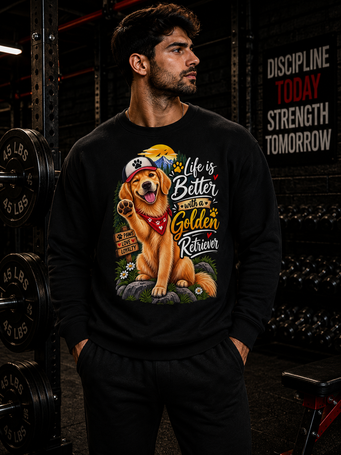 Crewneck Sweatshirt - "Life's Better with a Golden Retriever" Cute Golden Dog Design
