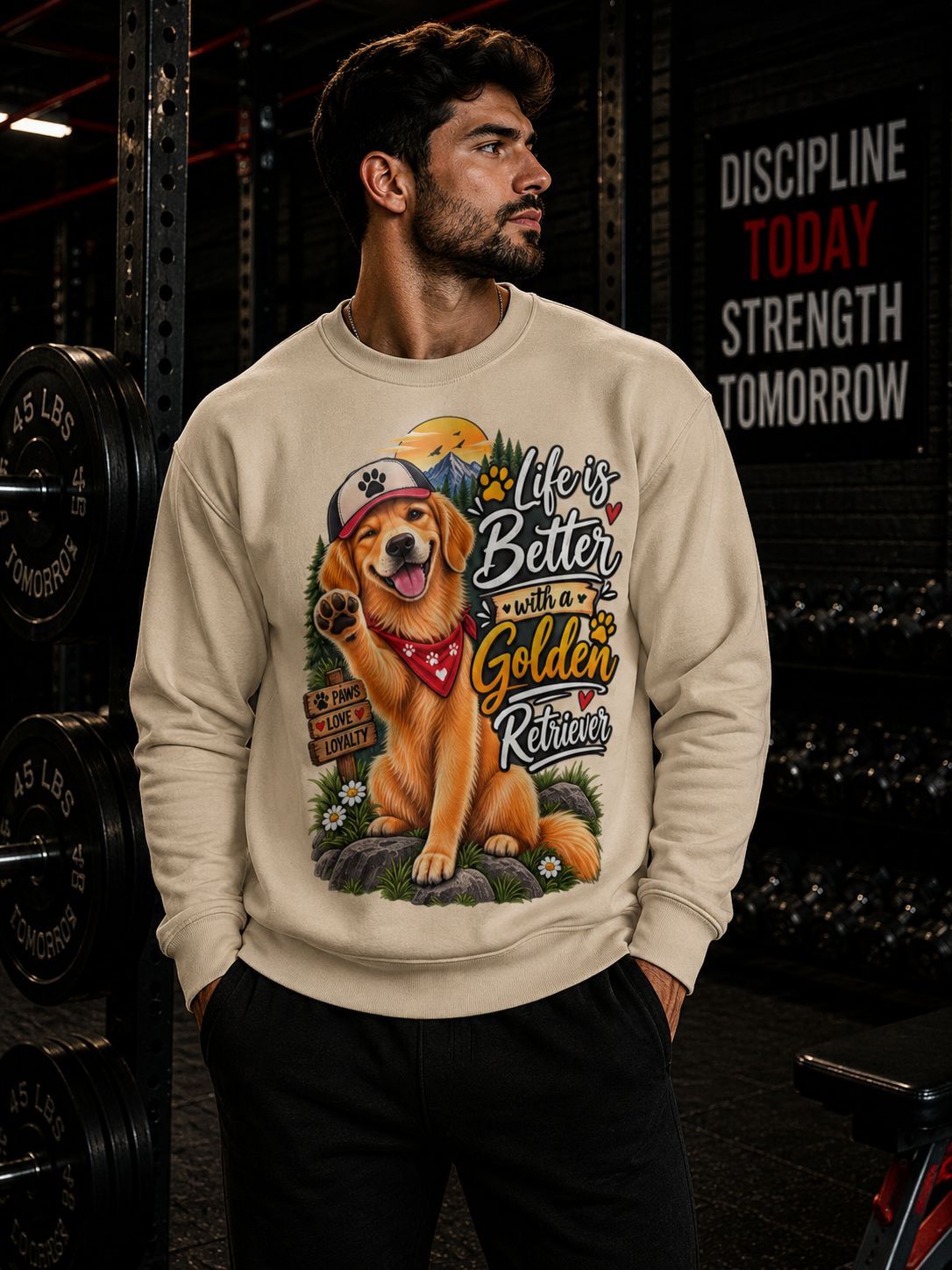 Crewneck Sweatshirt - "Life's Better with a Golden Retriever" Cute Golden Dog Design