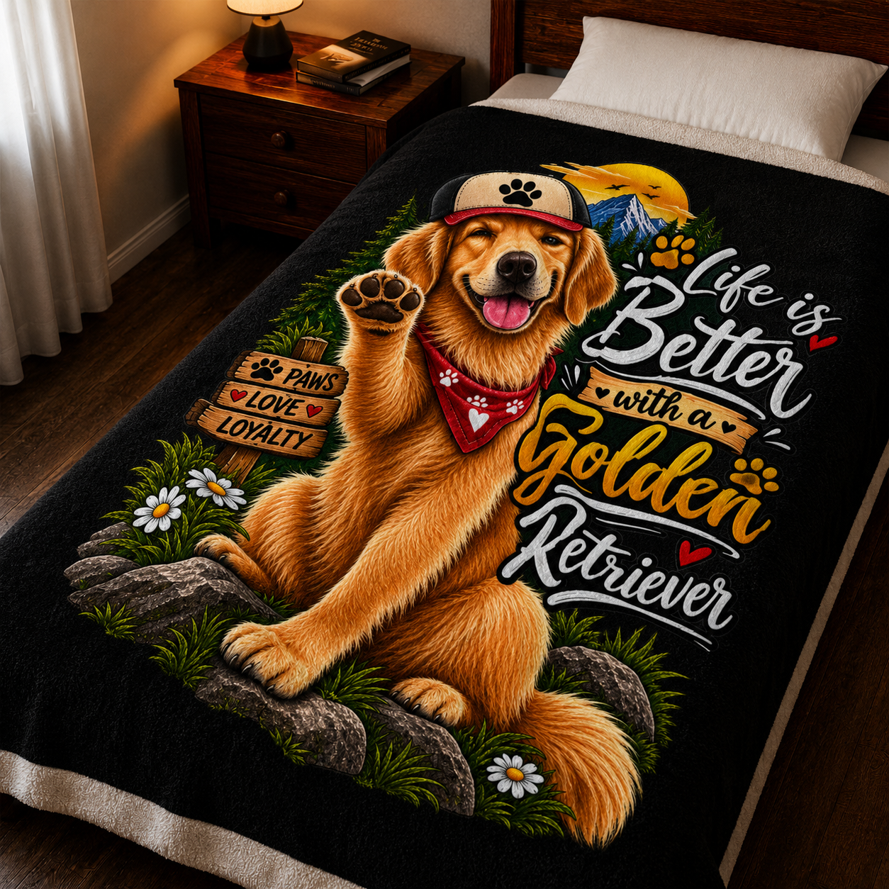 Velveteen Plush Blanket — "Life Is Better with a Golden Retriever" Cozy Throw for Dog Lovers