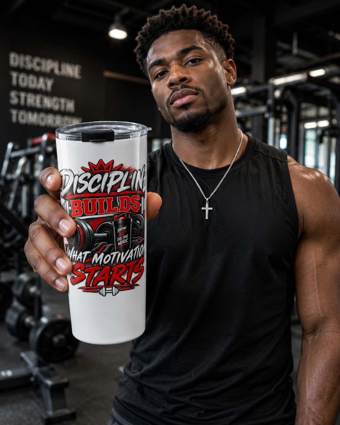 Discipline Builds Tumbler 20oz Motivational Gym Travel Mug