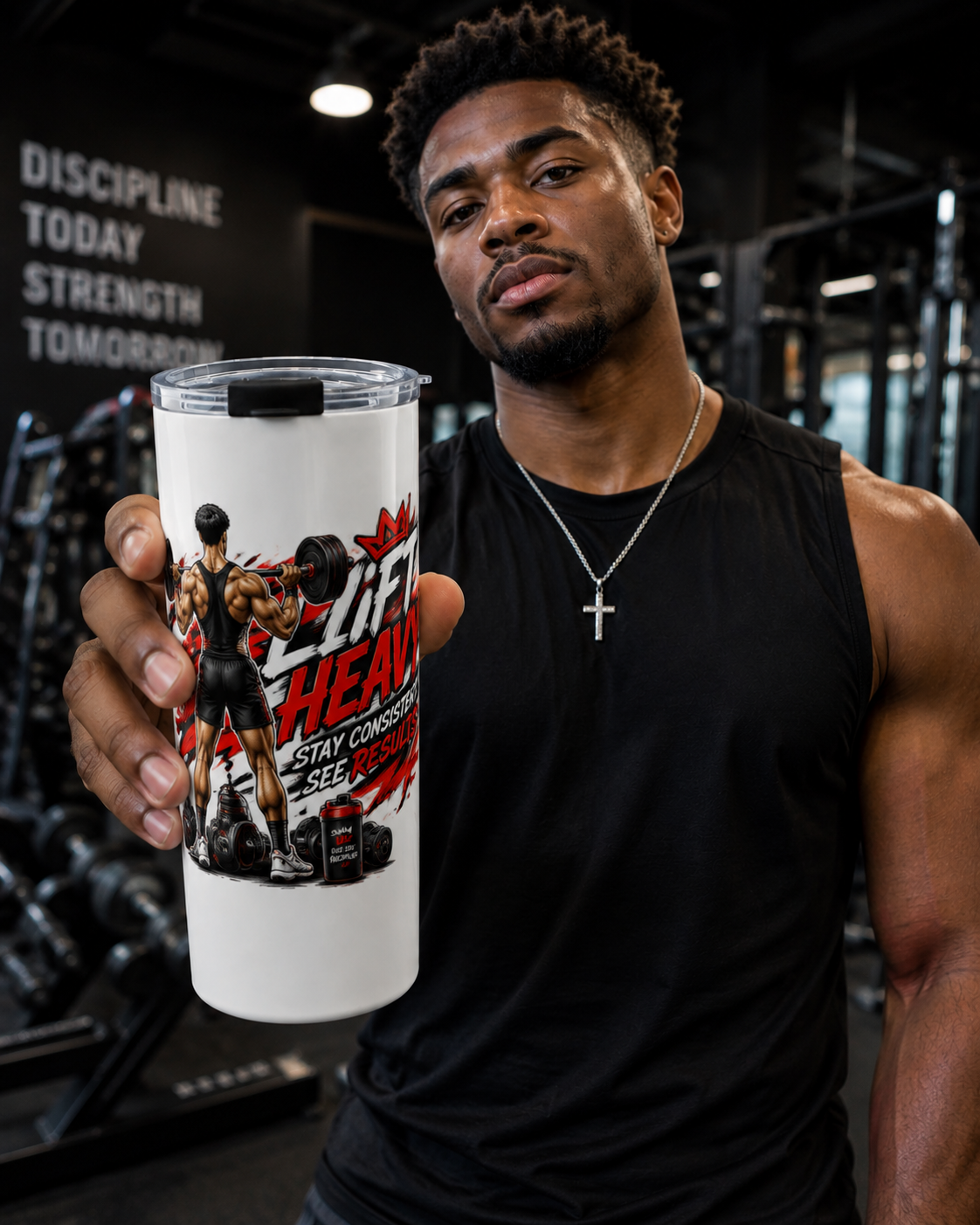 Gym Motivational 20oz Tumbler Lift Heavy Stay Consistent