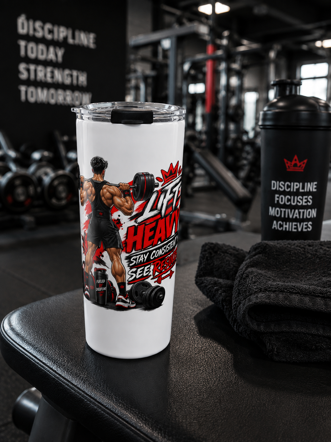 Gym Motivational 20oz Tumbler Lift Heavy Stay Consistent