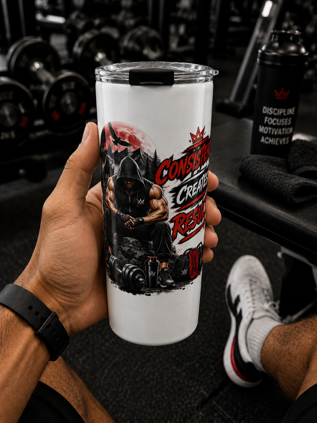 20oz Fitness Tumbler Consistency Creates Results Motivational Gym Drinkware