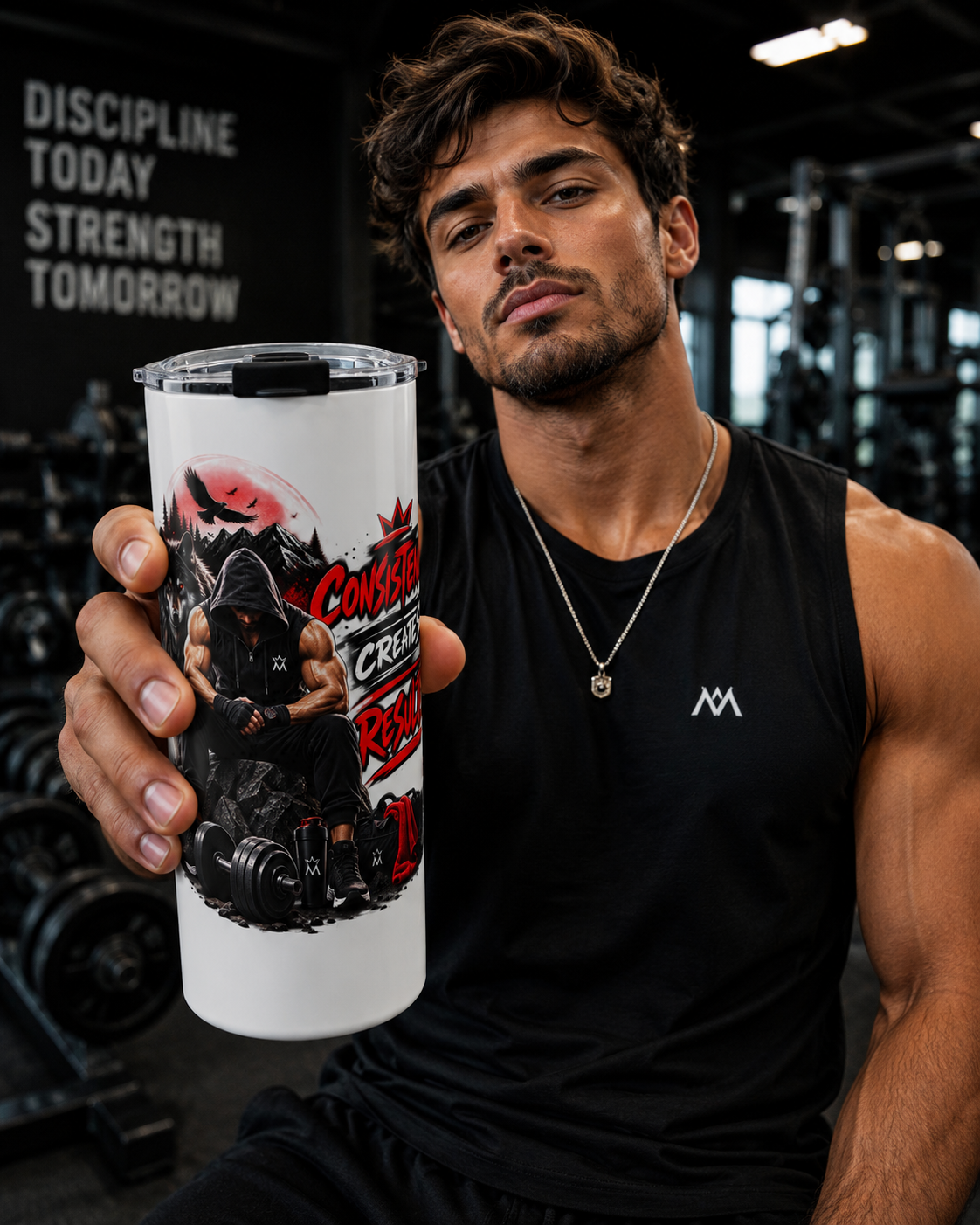 20oz Fitness Tumbler Consistency Creates Results Motivational Gym Drinkware
