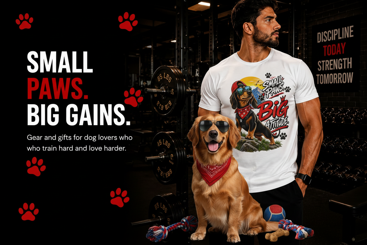Small Paws Big Gains - Fitness & Pet Lover Banner